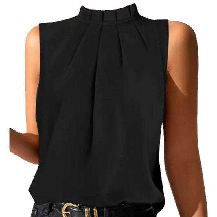 Summer Simple Black Casual Sleeveless Slim Vest