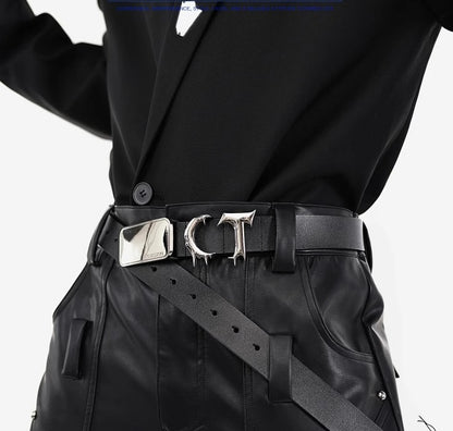 Pioneer Three-dimensional Metal Belt Irregular Stitching Design Trendy Belt Men And Women