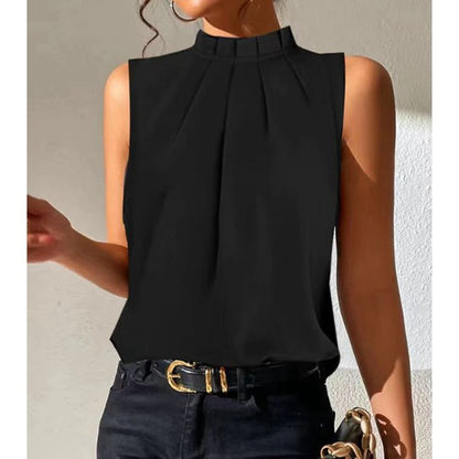 Summer Simple Black Casual Sleeveless Slim Vest