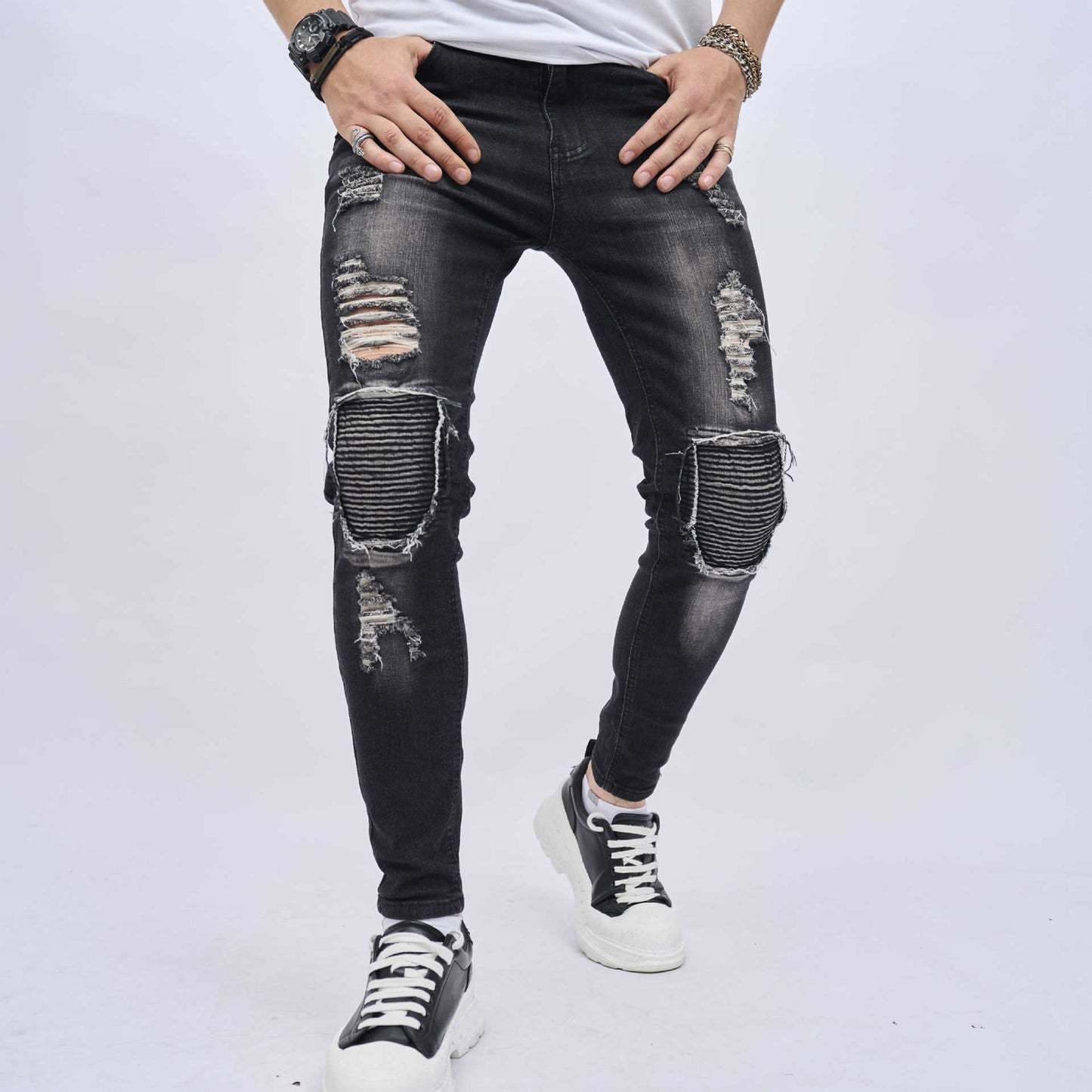 Men's Ripped Slim Stretch Jeans