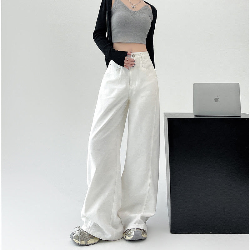 White Retro High Waist Wide Leg Jeans